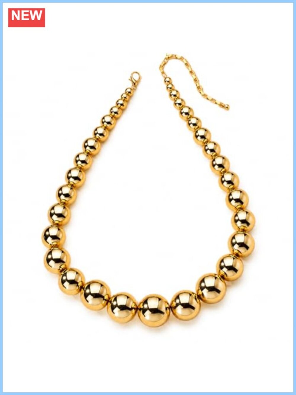 18K Gold Plated Chunky Ball Chain Statement Necklace Women